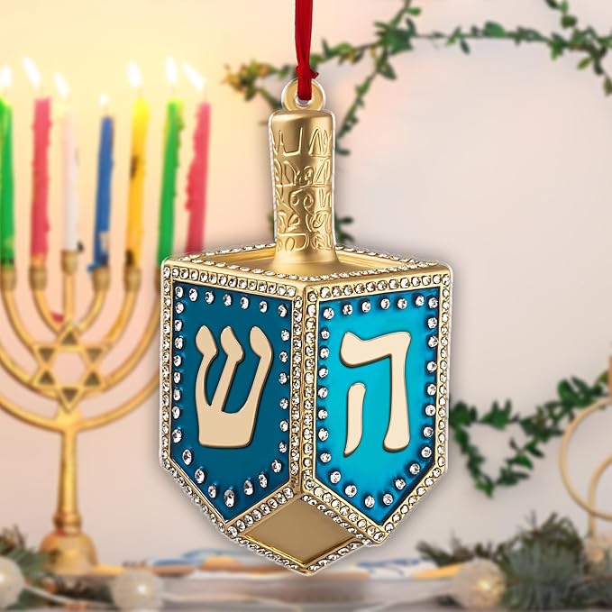 Hanukkah Ornaments for Tree - Custom 2D Dreidel Ornament, Jewish Ornaments, Merry Chrismukkah Jewish and Christian Gift, Chanukah Tree Decoration for Menorah Nights