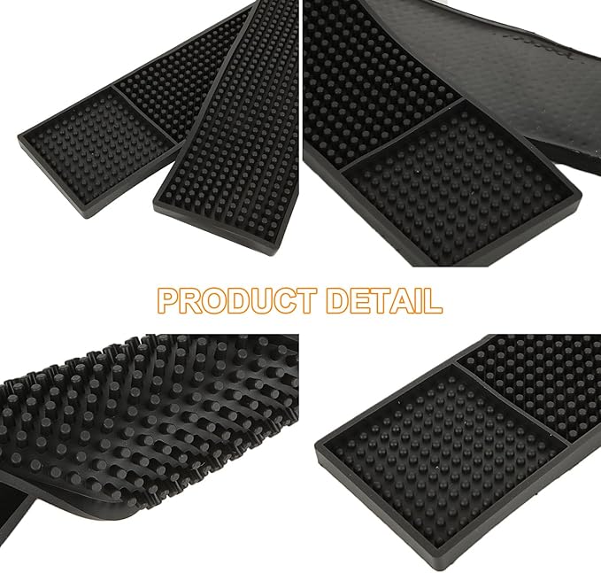 3 Pcs 24 x 3 Inch Rubber Bar Mats, Non-Slip Bar Service Spill Mat, Black Rubber Bar Mat, Bar & Wine Tools, Bar Mats Set for Countertop, Cafe, Bar, Kitchen, Restaurant, Hotel