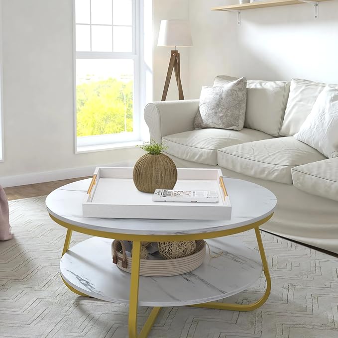 White Leather Decotative Coffee Table Tray,Modern Large Ottoman Tray Rectangle Serving Tray with Handles for Living Room Party