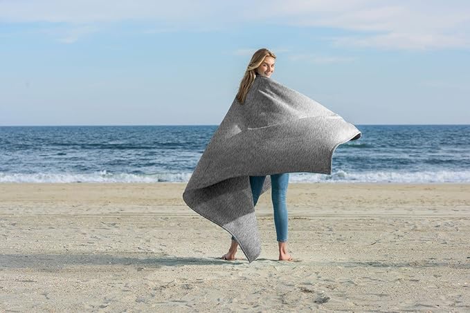 MV Sport Lightweight Sweatshirt Blanket Throw – Warm & Cozy, Breathable Oversized Fleece Knit, Couch, Bed, Travel, Cold Nights, and Outdoors – Soft Light Weight Blanket 54" x 84" Salt & Pepper