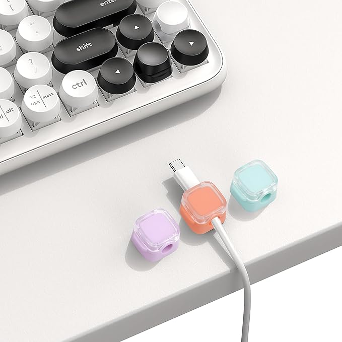 6 Pcs Cable Management Clips for Home Office Desk Cord Keeper Organizer Accessories Charger USB Wire Organizer Cord Holder for Nightstand Automotive (Purple Orange Blue)