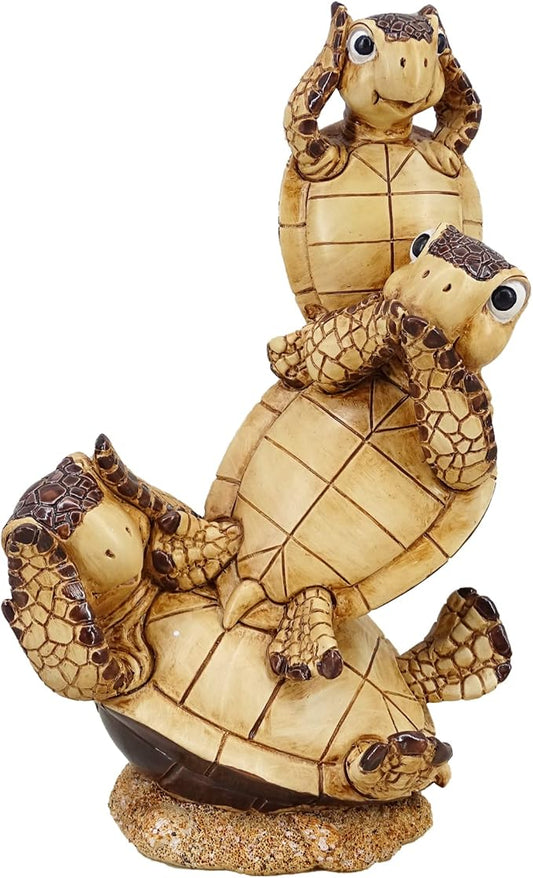 Decorative Resin Sea Turtle Statue. Lovely Baby Seaturtle Figurine. Wild sea Life Blue Sea Turtle Table Décor. and Gift, Lucky Wealth Feng Shui Seaturtle Figurine (Brown3)
