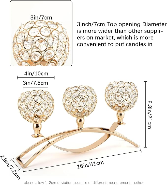 VINCIGANT 4Pcs Christmas Table Decoration Gold Bulk Decorative Tealight Candle Holder for Wedding,3-Candle Candelabras for Christmas Party Dinning Room Table Centerpiece,Gift Boxed for Thanksgiving