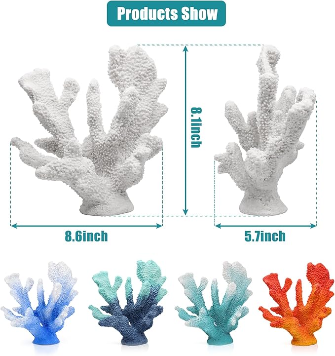 Accessoryway Santorini Blue Coral Reef Decor for Home -Faux Coral Reef Beach Centerpiece Room Table Decorations,Ocean Nautical Themed Party Decor & Beach Decorations for Home Bathroom -8.2"