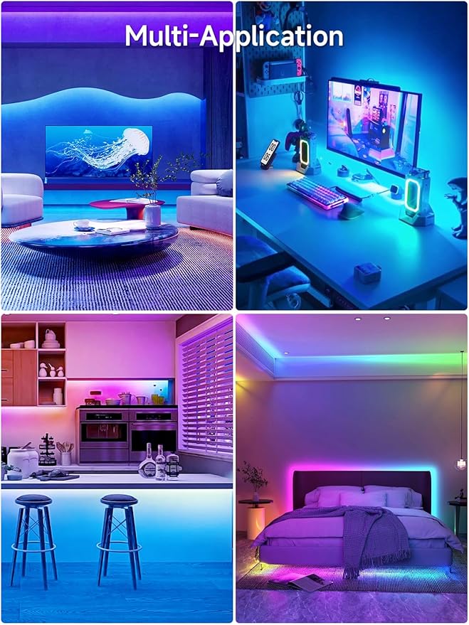 TV LED Lights, 13.1ft LED Lights for 43-65in TVs, RGB TV Backlight Behind with Music Sync Bluetooth APP and Remote Control Strip Light USB Powered for Bedroom Gaming Room Decor