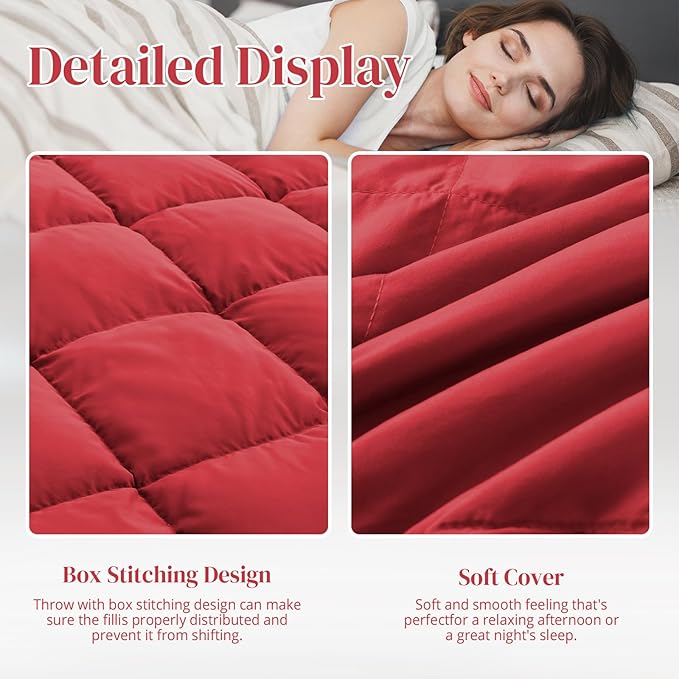 Peace nest Down Throw Blankets for Couch 50x70 Down Blanket for Indoor and Outdoor Throw Blanket use Soft Lightweight Throw Blanket Crimson