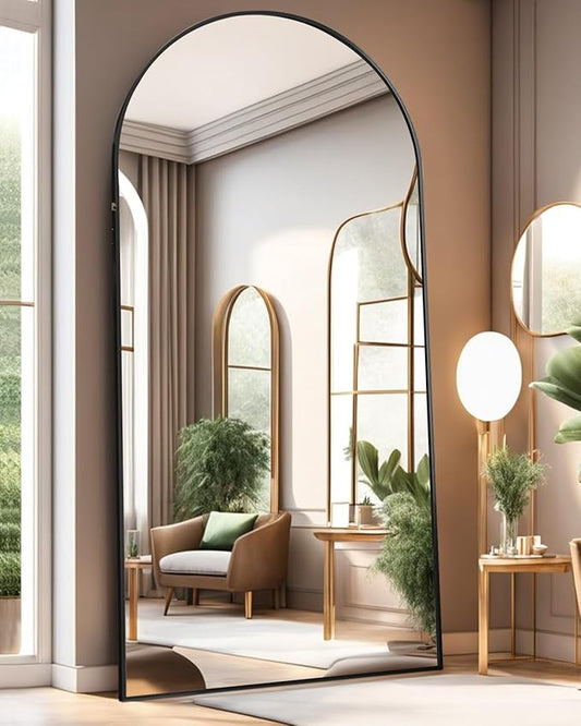 Full Length Mirror with Stand, 41"x81" Floor Mirror Freestanding, Arched Wall Mirror, Oversized, Wall Mounted Mirror for Bedroom(Black)