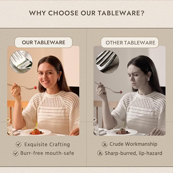 KINGSTONE Dinner Forks Set, 24-Piece Silverware Flatware Cutlery Dessert Forks (8.3-Inch), Forged Food-Grade Stainless Steel, Mirror Finish & Dishwasher Safe, Use for Kitchen, Home, Wedding, Party