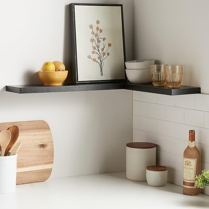 BAYKA Floating Shelves, 22.5 inch Rustic Wood Wall Mounted Shelves for Bathroom, Bedroom, Living Room, Kitchen & Office, Hanging Display Shelf with 22 lbs Capacity, for Decor, Display & Organizer