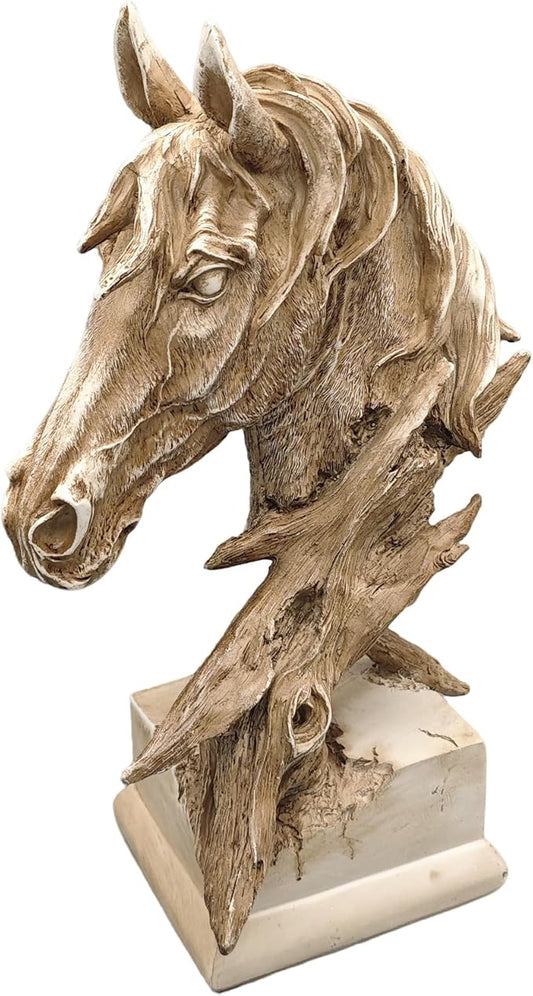 16" Animal Horses Head Bust Table Sculpture Retro Resin Home Decor Statue for Bedroom,Living Room,Dining Desk,Bookshelf,Office,Study and Coffee Tables（Brown）