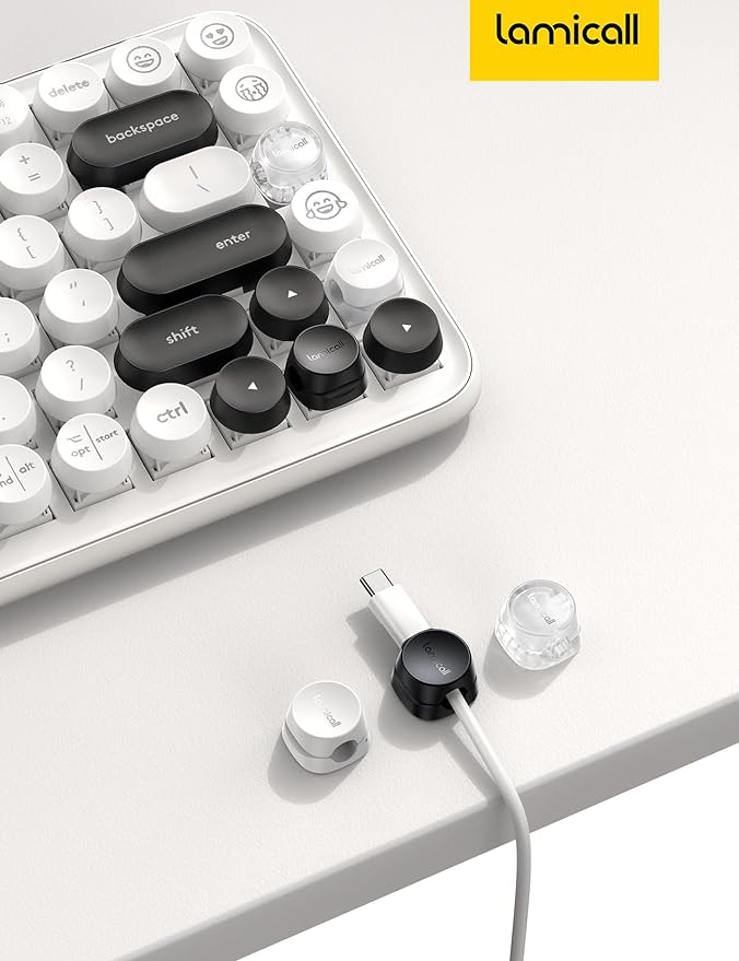 Cord Organizer [1s Lock] Spring Cable Holder Clips - Lamicall 6Pack Desk Cable Management Clips, Phone Charger Cord [Smooth Adjustable], Adhesive Wire Organizer Keeper for Nightstand Wall Car Office