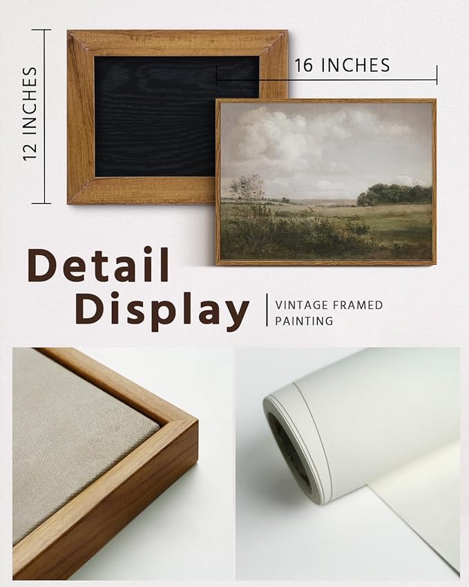 VIYYIEA Nature Framed Wall Art, Wilderness Vintage Art Decor Room Aesthetic, 12x16 Inch Canvas Print Artwork, Farmhouse Landscape Painting Wall Decor for Bedroom Bathroom Office