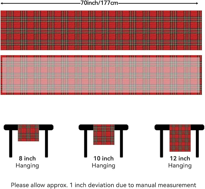 Softalker Christmas Checkered Tartan Table Runner - Red Buffalo Plaid Xmas Stain Resistant Washable Table Decoration for Dining/Parties/Holiday Decor, 13 x 70 Inch