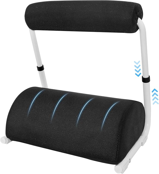 Under Desk Footrest Detachable - Leg Rest Adjustable 3 Height Positions for Under Desk, Ergonomic Foot Rest for Office or Home Use