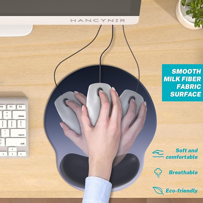 Ergonomic Mouse Pad with Wrist Support, Comfortable Gel Mouse Pads Wrist Rest, Computer Mouse Pad with Non-Slip PU Base, Relief Mousepad for Gaming Work Home Desk Accessories Office Decor