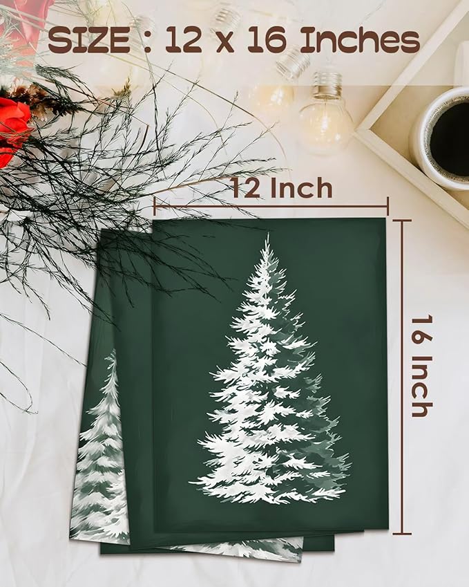 Wheatwin Vintage Christmas Green Wall Art Prints Set of 4, Merry Christmas Sign Decor Wall Art Poster Decorations for Bathroom Living Room Bedroom, 12x16 (Unframed)