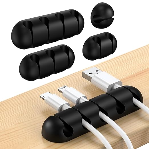 UNBREAKcable Cable Holder Clips, 5 Pack Cord Organizer for Desk, Silicone Adjustable Cord Clip, Adhesive Wire Management for Charging Cable USB Mouse Wire PC Car Office Home Nightstand Wall