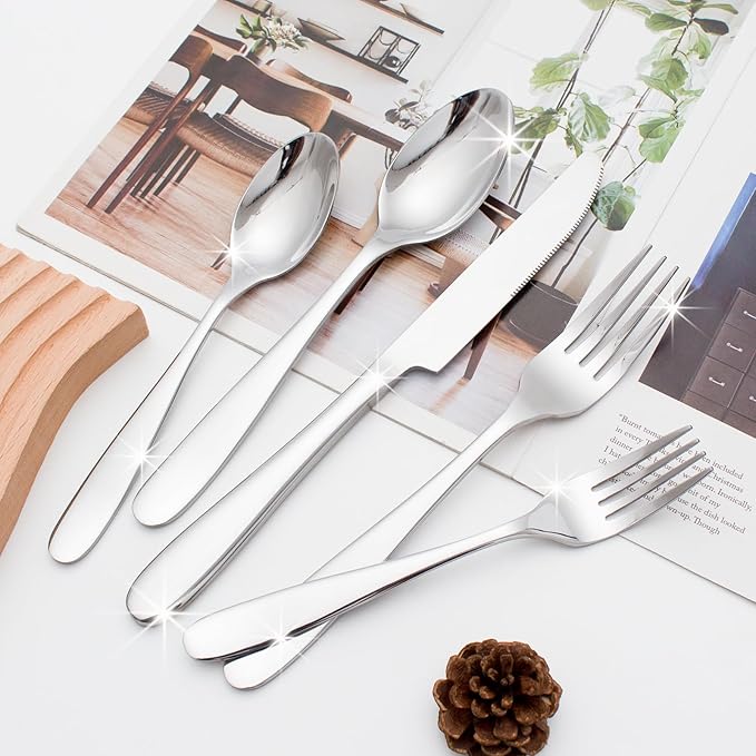 Silverware Set, CITESANA 20-Piece Heavy Duty Mirror Polished Stainless Steel Flatware Set Cutlery Set Flatware Service for 4