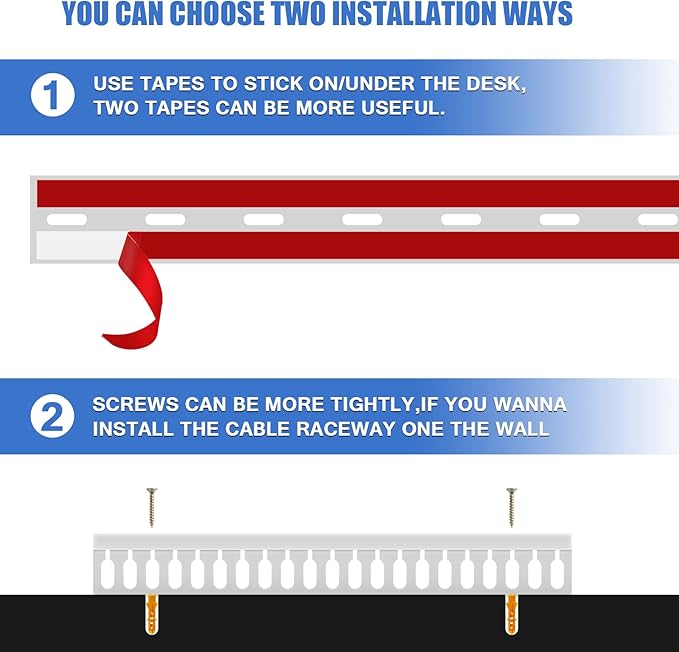 Cable Duct Management Raceway Kit, 31.4" (2 x 15.7) Server Rack Management, Hide Network HDMI VGA Cables, Open Slot Track Desk Wire Channel, White 2 Pack