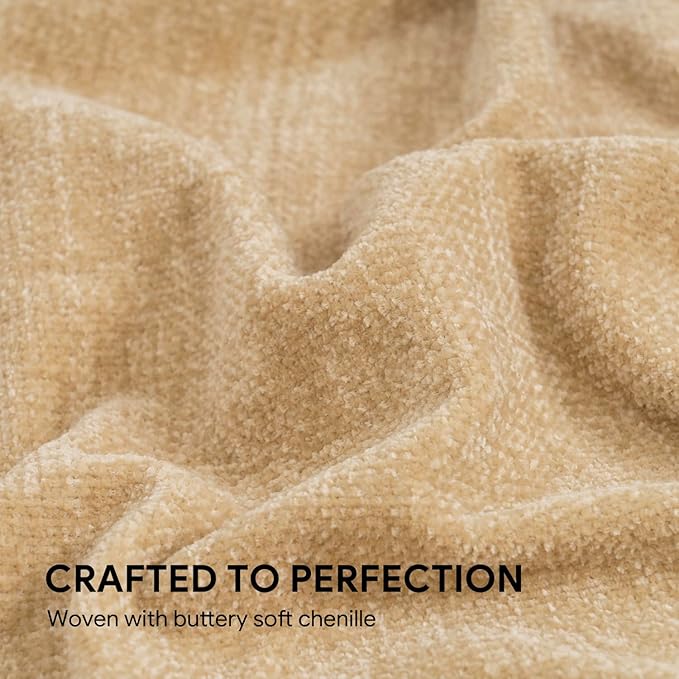 RECYCO Throw Blanket Soft Cozy Chenille Throw Blanket with Fringe Tassel for Couch Sofa Chair Bed Living Room Gift (Beige, 60" x 80")