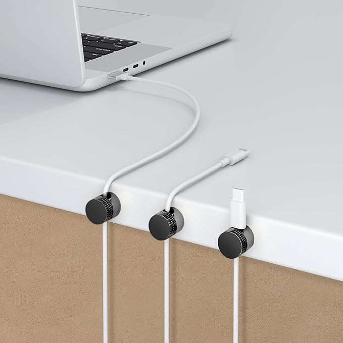 3PCS Cord Holder for Nightstand, Computer Cord Organizer for Desk, Appliance Cord Organizer, Stick-On Cable Clip for Charger, Laptop, USB, Headphones, Wire Management Set