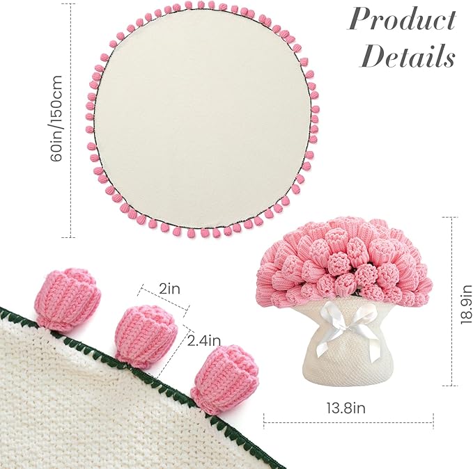 Flower Bouquet Blanket Gifts for Mom Grandma Wife Girlfriend,Completed Crochet Flower Blanket,Soft Knitted Throw Blankets,Gifts for Her Christmas Birthday Anniversary (Pink Roses)