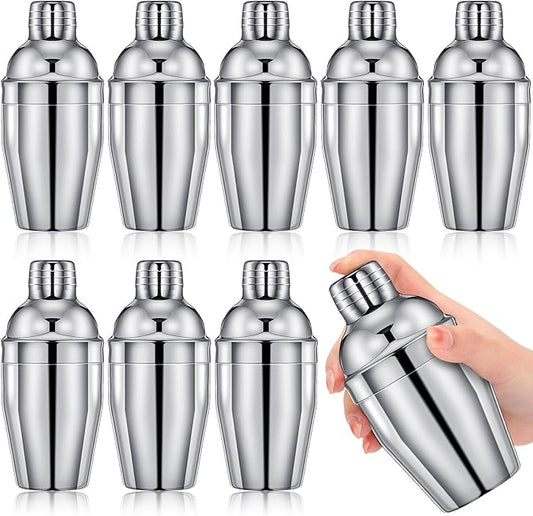 Nitial 9 Pcs Bar Cocktail Shaker Professional Stainless Steel Martini Drink Mixer with Built-in Strainer for Bartending No Leaks Boston Shaker for Bar Party Drink Mixing Tool(8 oz)