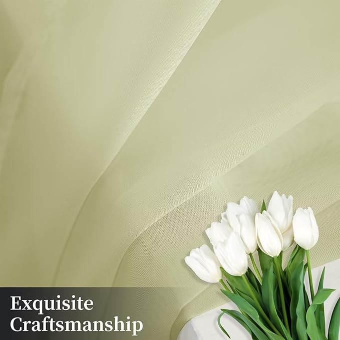 Sheer Curtains 72 Inches Long 2 Panels, Rod Pocket Short Curtain for Kitchen, Bedroom, Cafe Window(Sage Green 38" W x 72" L)