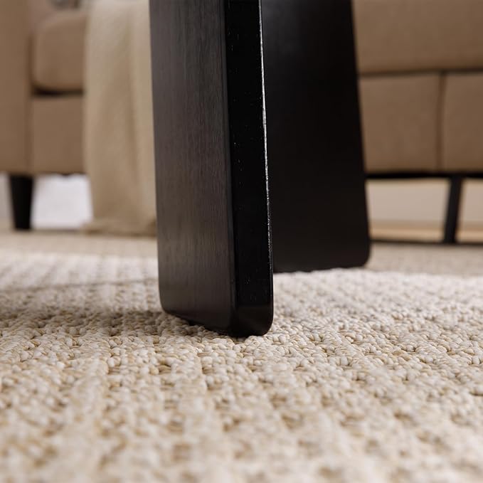 Mid Century Modern Coffee Table Wood Living Room Table Cute Round Coffee Table Center Table Side Table for Living Room Office Reception Room, Black