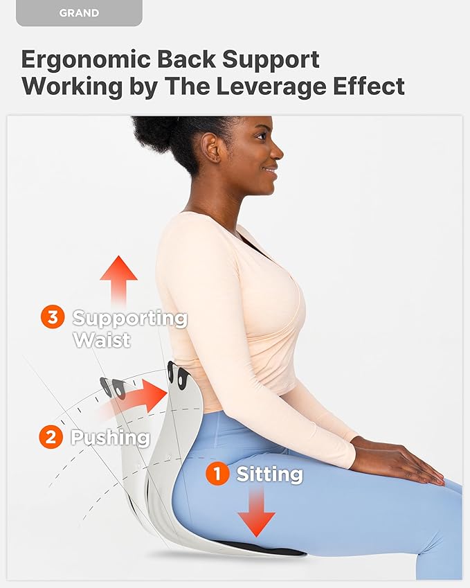 Curble GRAND(Extra Wide & Sturdy) – Ergonomic Chair Back Support, Lumbar Support for Good Posture Correction and Back Pain Relief, Perfect for Office Chair, Floor Seat, Work from Home, Patented(Black)