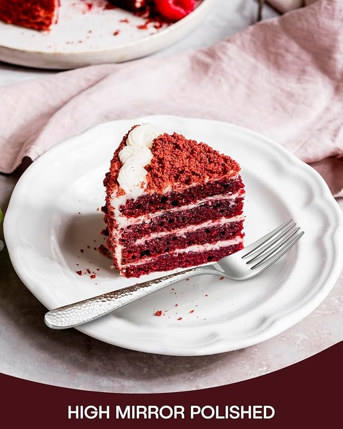 Hammered Silverware Set, EUIRIO 20-Piece Heavy Duty Cutlery Set for 4, Stainless Steel Flatware Set, Food-Grade Utensil Sets Includes Spoons Forks and Knives, Mirror Finish Dishwasher Safe