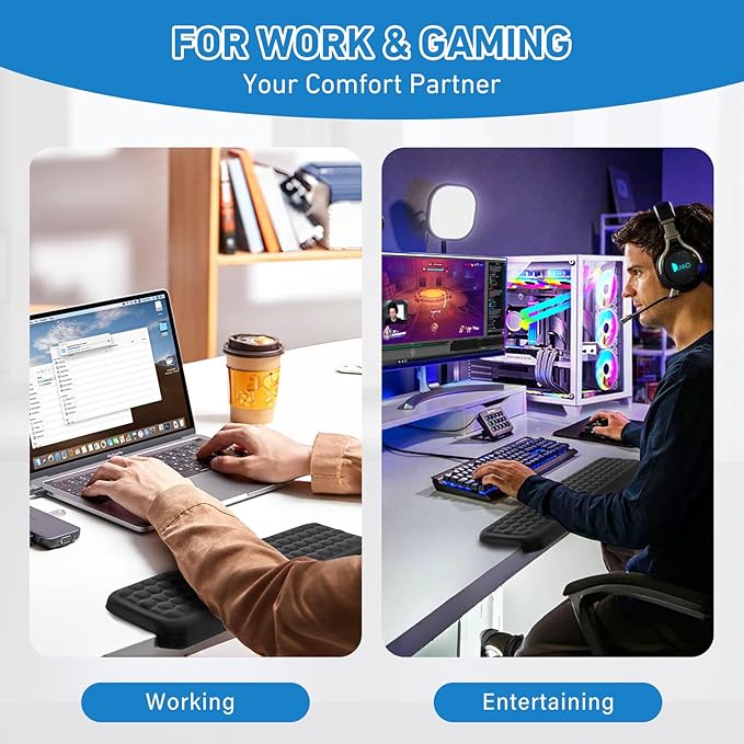 2Pcs Elbow Pad for Desk, L-Shaped Desk EdgeRest withMemory Foam Elbow Support Padding, Desk Edge Non-Slip and Ergonomic Separate Design by KONOVOLY