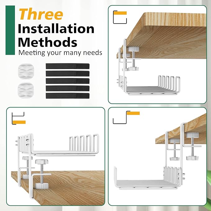Under Desk Cable Management Tray, L 15.7''W 6.3'' No Drill Steel Desk Cable Organizers, Wire Management Tray Cable Management Rack, Desk Cable Tray Wire Organizer With Desk Cord Organizer