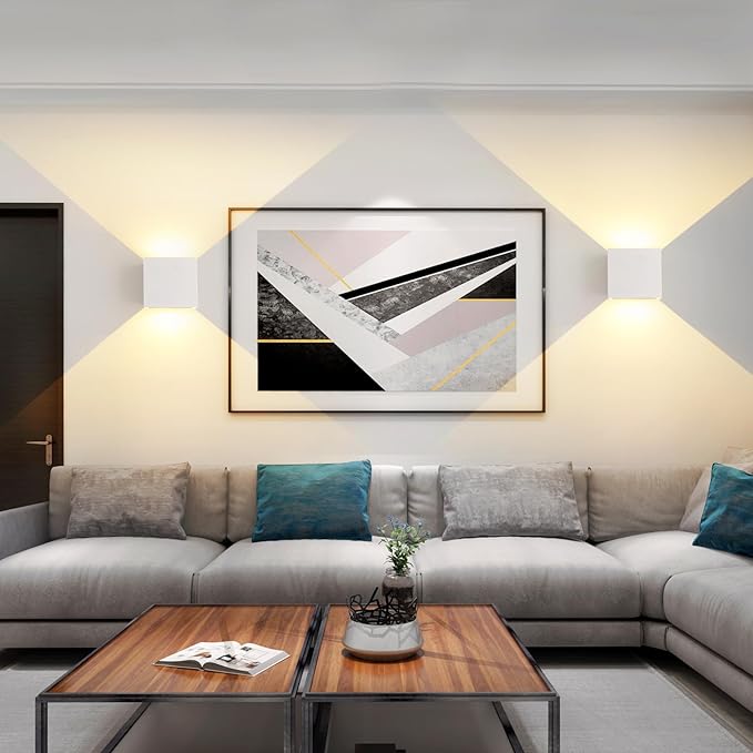 Matte White Square Wall Sconces Lights,3000K-6500K 3CCT,Adjustable Beam,1300LM High Brightness,15W Outdoor Sconce,Waterproof,Rust-Resistant,4.33 Inch,Outdoor Wall Lights & Indoor Wall Sconce(1 Pack)