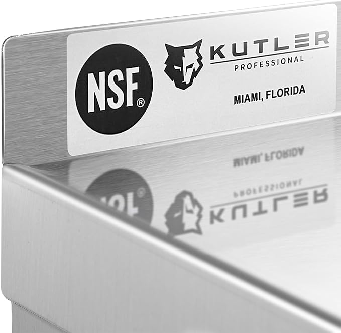 KUTLER Stainless Steel Shelf - 12" x 48", NSF Commercial Wall Mount Shelves with Backsplash, Floating Metal Shelving for Restaurant, Kitchen, Home