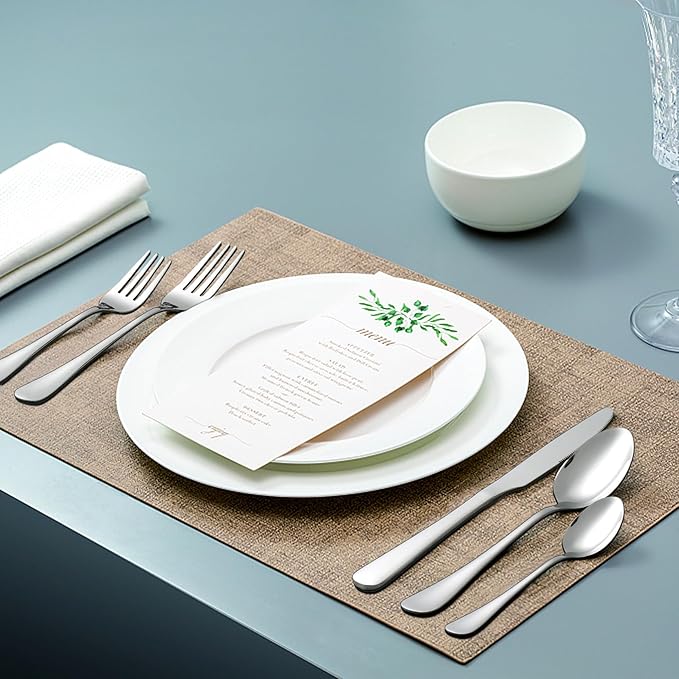 5pcs Stainless Steel Silverware Set, Kitchen Cutlery Set, Mirror Polished Forks Knives and Spoons Set for Home and Restaurant, Rust Resistant Eating Utensil Set