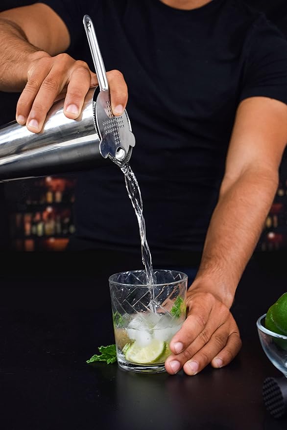 Cocktail Strainer Set Stainless Steel Bar Tools with Stirring Spoon - Hawthorne, Julep, & Fine-Mesh Sifter for Drinks