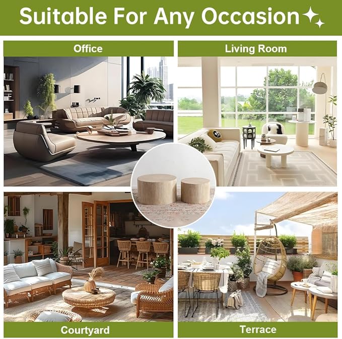 Round Nesting Coffee Table Set of 2 Small Round Coffee Tables for Living Room Modern Fluted Coffee Table Circular End Table Side Table for Small Spaces No Assembly (Travertine, 27 in)