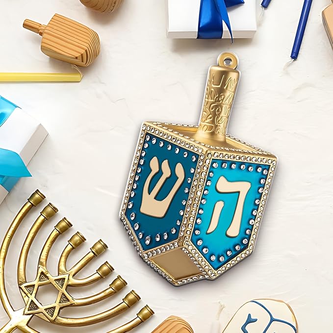 Hanukkah Ornaments for Tree - Custom 2D Dreidel Ornament, Jewish Ornaments, Merry Chrismukkah Jewish and Christian Gift, Chanukah Tree Decoration for Menorah Nights