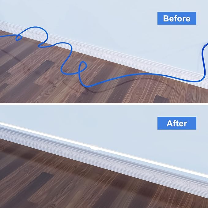 250in Cord Hider, One-Line Cable Hider, Yecaye Small Cord Covers for Wires on Wall System, Cable Raceway Kit for Max 2 Cords, Wire Hiders for Tv on Wall, Wire Hider, 16XL15.7in W0.59in H0.4in, White