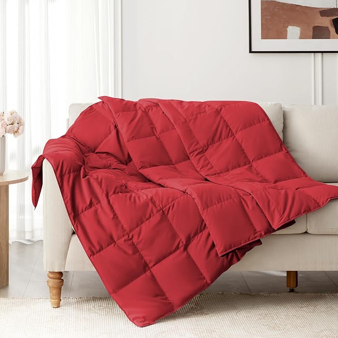Peace nest Down Throw Blankets for Couch 50x70 Down Blanket for Indoor and Outdoor Throw Blanket use Soft Lightweight Throw Blanket Crimson