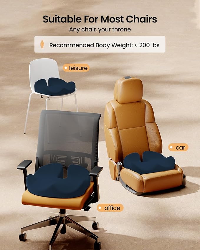 ProtoArc Seat Cushion, Office Chair Cushion for Sciatica, Coccyx Cushion, Ergonomic Memory Foam Seat Cushion for Car, Home, Pressure Relief Pad for Hip, Tailbone, All Day Comfort - Nayy