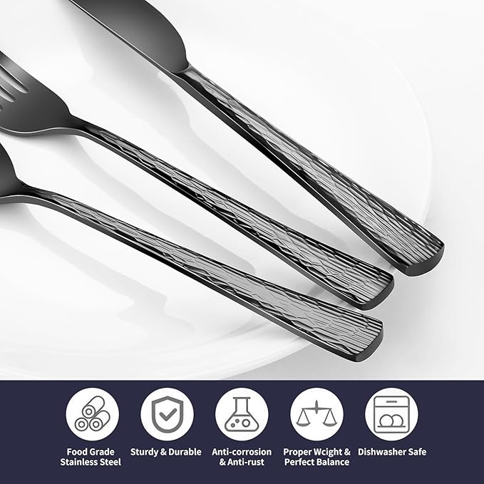 Silverware Set, 18/10 Stainless Steel 40 Piece Flatware Set for 8, Utensil Sets DishwasherSafe, Rust-Resistant, Modern Cutlery Set for Home, Wedding, Restaurant