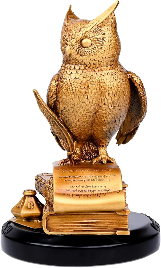 Owl Statue for Home Decor Indoor Idol for Desk Tabletop Collectible Figurines Horned Owl of Wisdom Decorative Statue for Money Wisdom, Handmade Sculpture