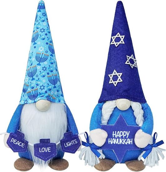 CRCZK Hanukkah Gnomes Decorations for Home Menorah Chanukah Decor Hannukah Ornaments Jewish Gnome Gifts Hanukkah Tiered Tray Decor Hannukah Gnomes Gifts