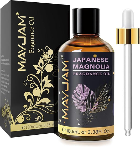 MAYJAM 100ML/3.38FL.OZ Japanese Magnolia Fragrance Oils with Glass Dropper, Essential Oils for Diffusers for Home, Long Lasting Scented Oils for Diffusers Soap Candle Making