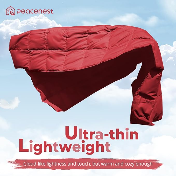 Peace nest Down Throw Blankets for Couch 50x70 Down Blanket for Indoor and Outdoor Throw Blanket use Soft Lightweight Throw Blanket Crimson