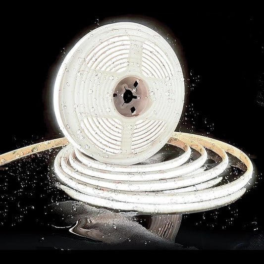 Outdoor LED Strip Lights,6000K Cool White,24V IP67 LED Strips,32.8FT/10M,CRI90+ Waterproof led cob Strip Light for Bathroom,Pool,Garden,Sauna Rooms(Power Not Included)