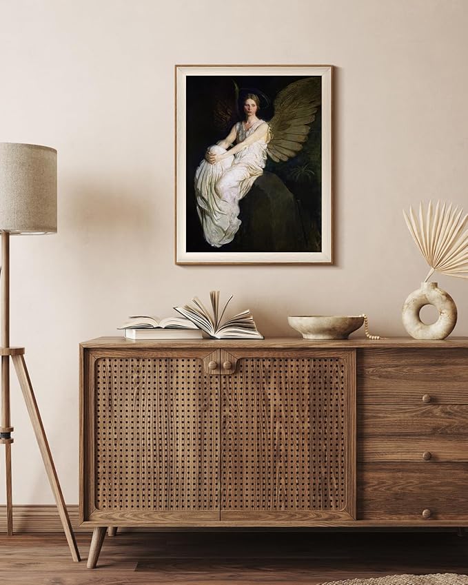 InSimSea Framed Canvas Wall Art Home Decor,Stevenson Angel Vintage America Country Memorial Classical Oil Painting Prints Decorative for Living Room, Bedroom, Office Wall Decor 16X20In