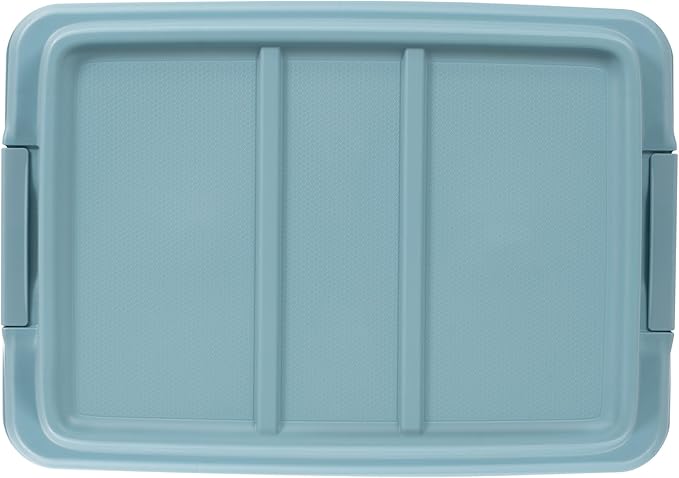 Hefty 18 Quart Hi-Rise Storage Bin with Lid, Stackable Plastic Container for Home, Office, and Classroom Organization, 8 Pack, Smoke Blue